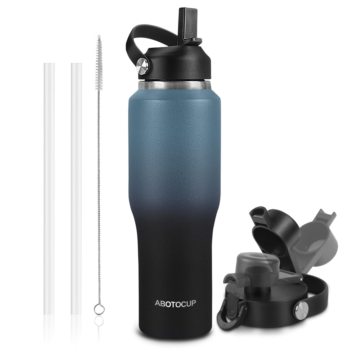 ABOTOCUP 32oz insulated bottle fits most car cup holders for easy on-the-go hydration.