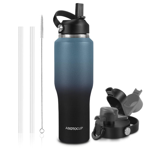 ABOTOCUP 32oz insulated bottle fits most car cup holders for easy on-the-go hydration.