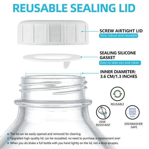 Absovetu glass milk jar with ergonomic grip for easy handling
