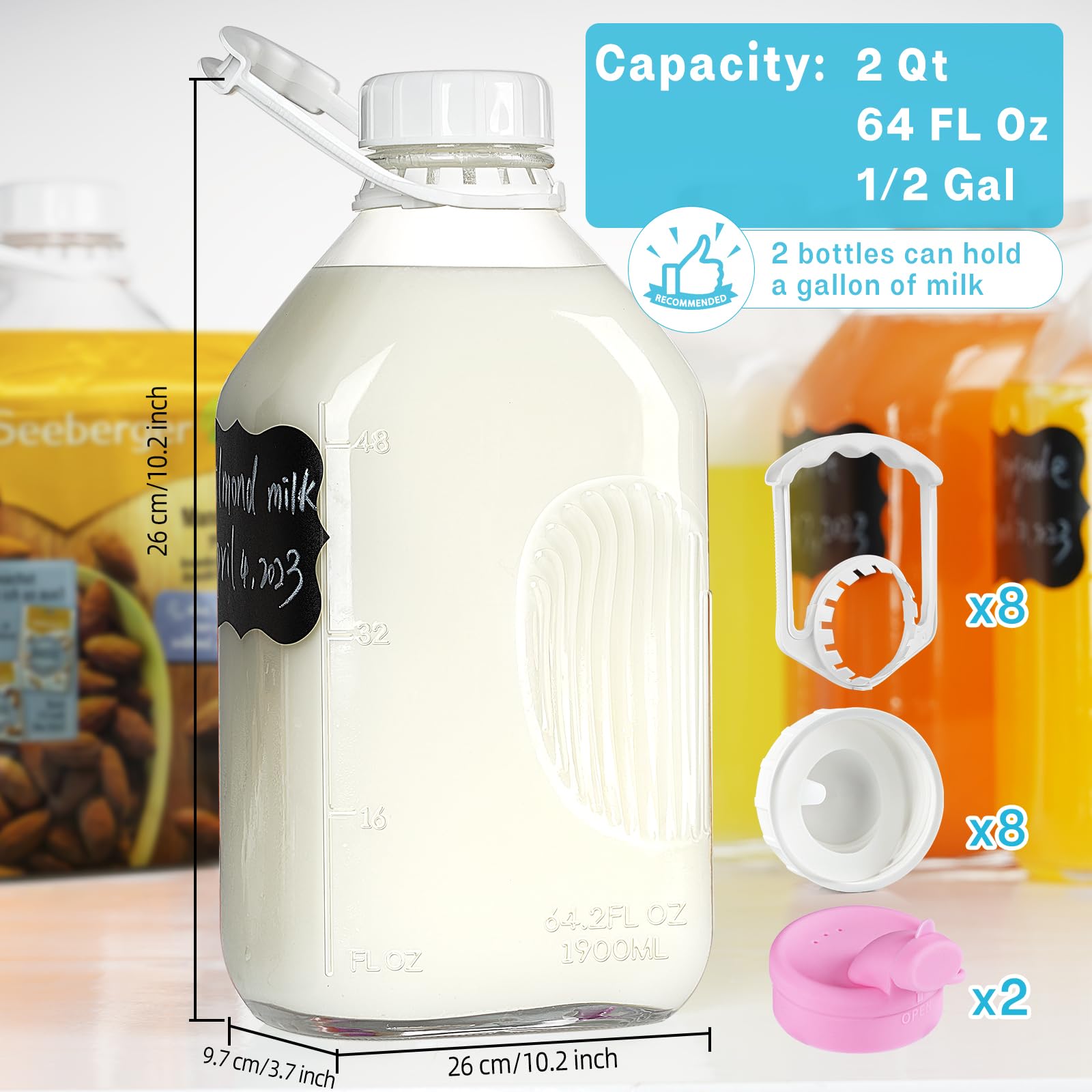 Absovetu glass pitcher with measurement marks to gauge servings