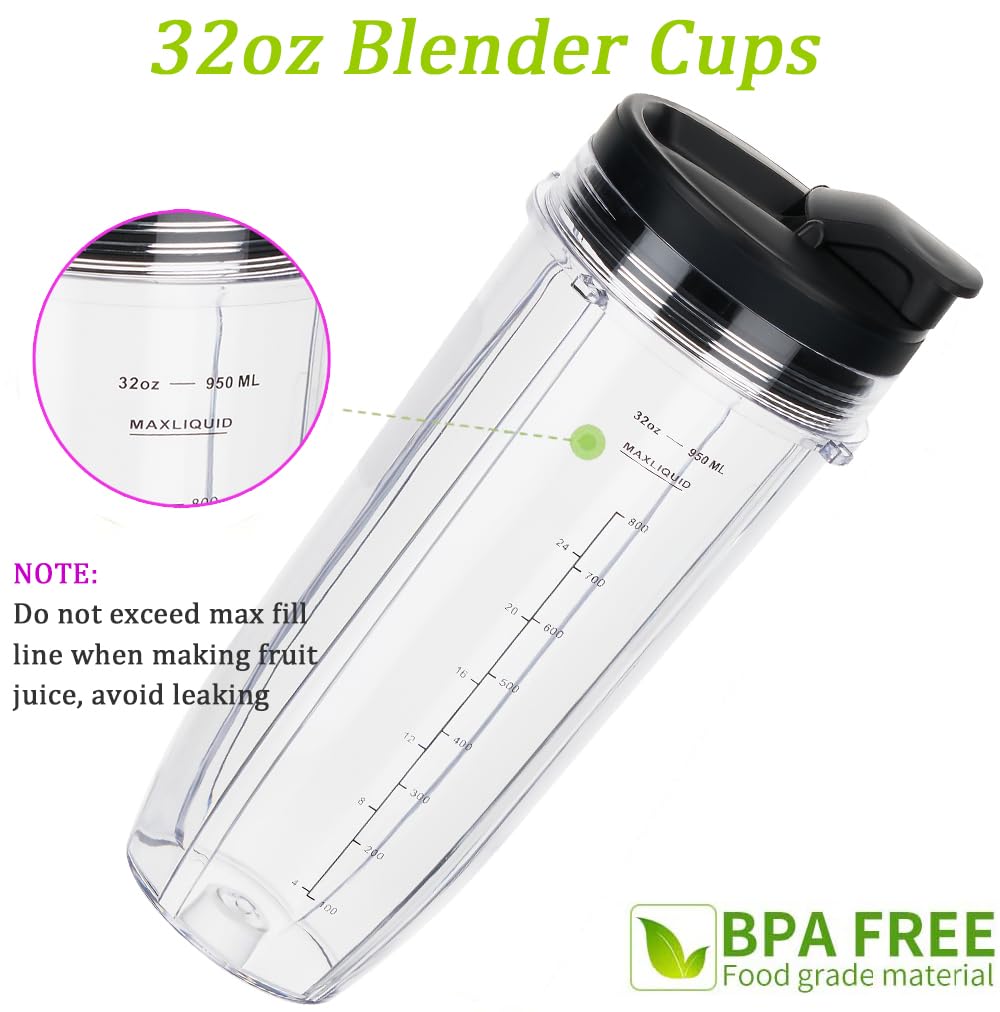 ABTER dishwasher-safe 32oz blender cup fits Ninja compatibility for easy cleanup.