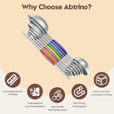 Abtrino spoons featuring strong N52 magnets for compact nesting and quick access.