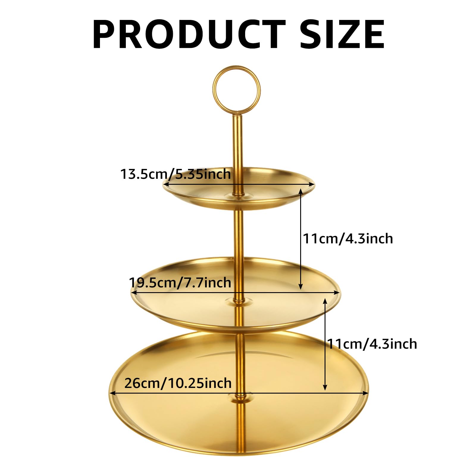 ABuff 3-Tier Gold Cupcake Stand middle tier showcasing cupcakes and desserts