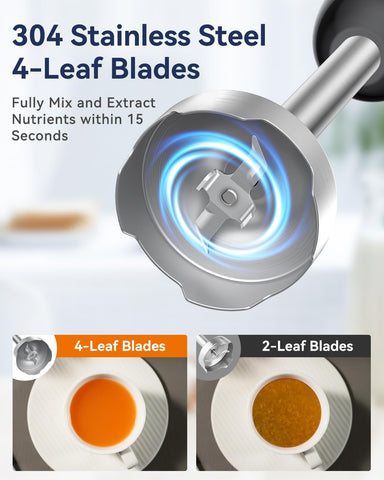 Abuler 5-in-1 attachments enable quick blending, chopping, and whisking tasks.