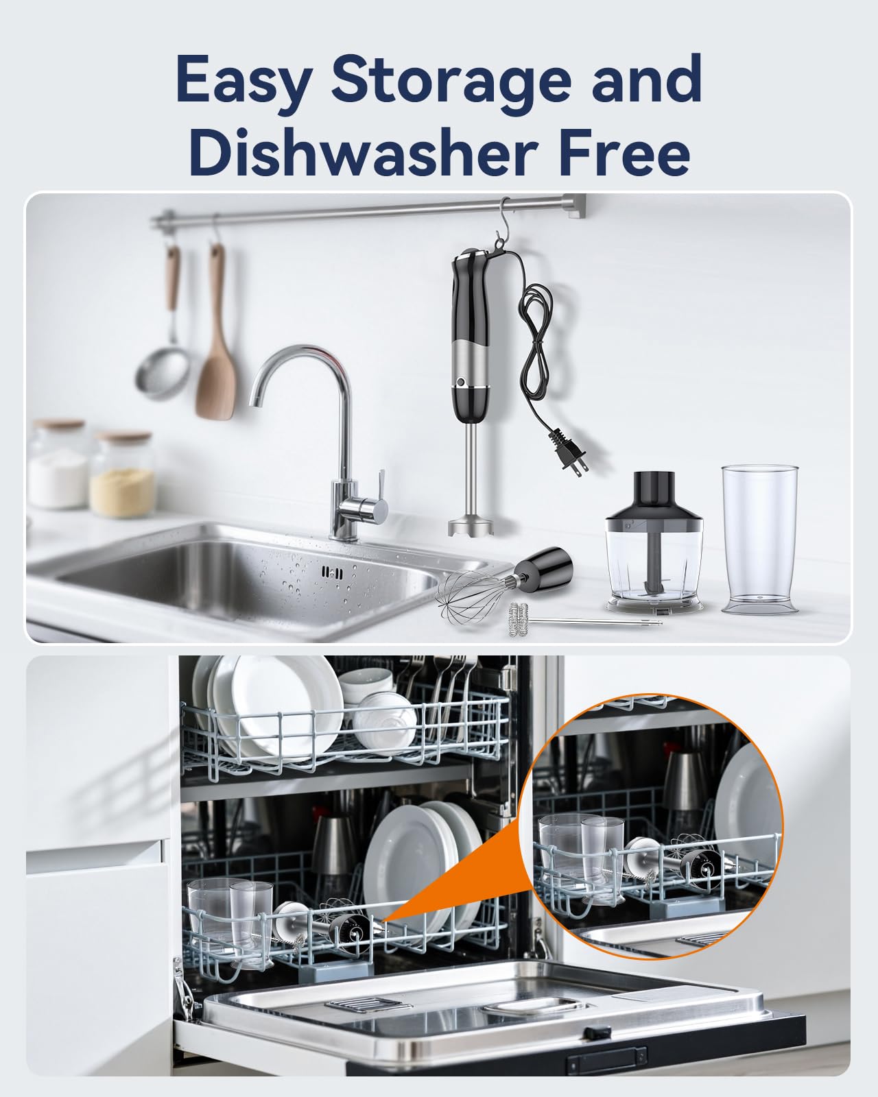 Abuler whisk attachment creates airy eggs and batters.