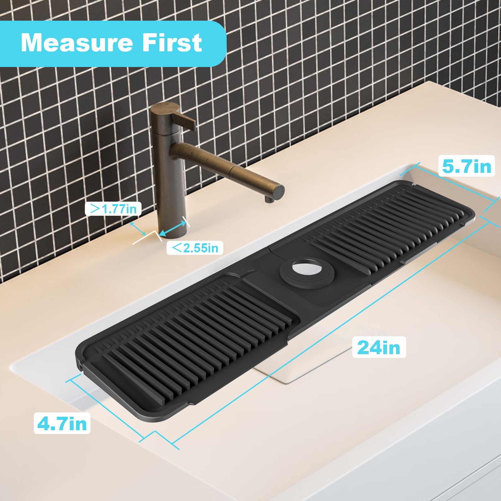 Abulun button lock links ends for secure, easy setup behind the faucet.