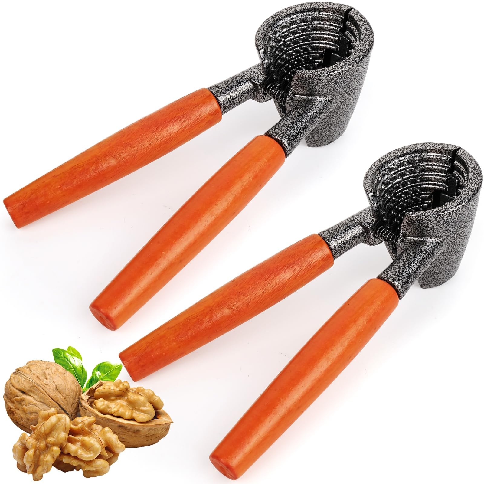Abuntor Nut Cracker with wooden handle cracking pecans for easy snacking