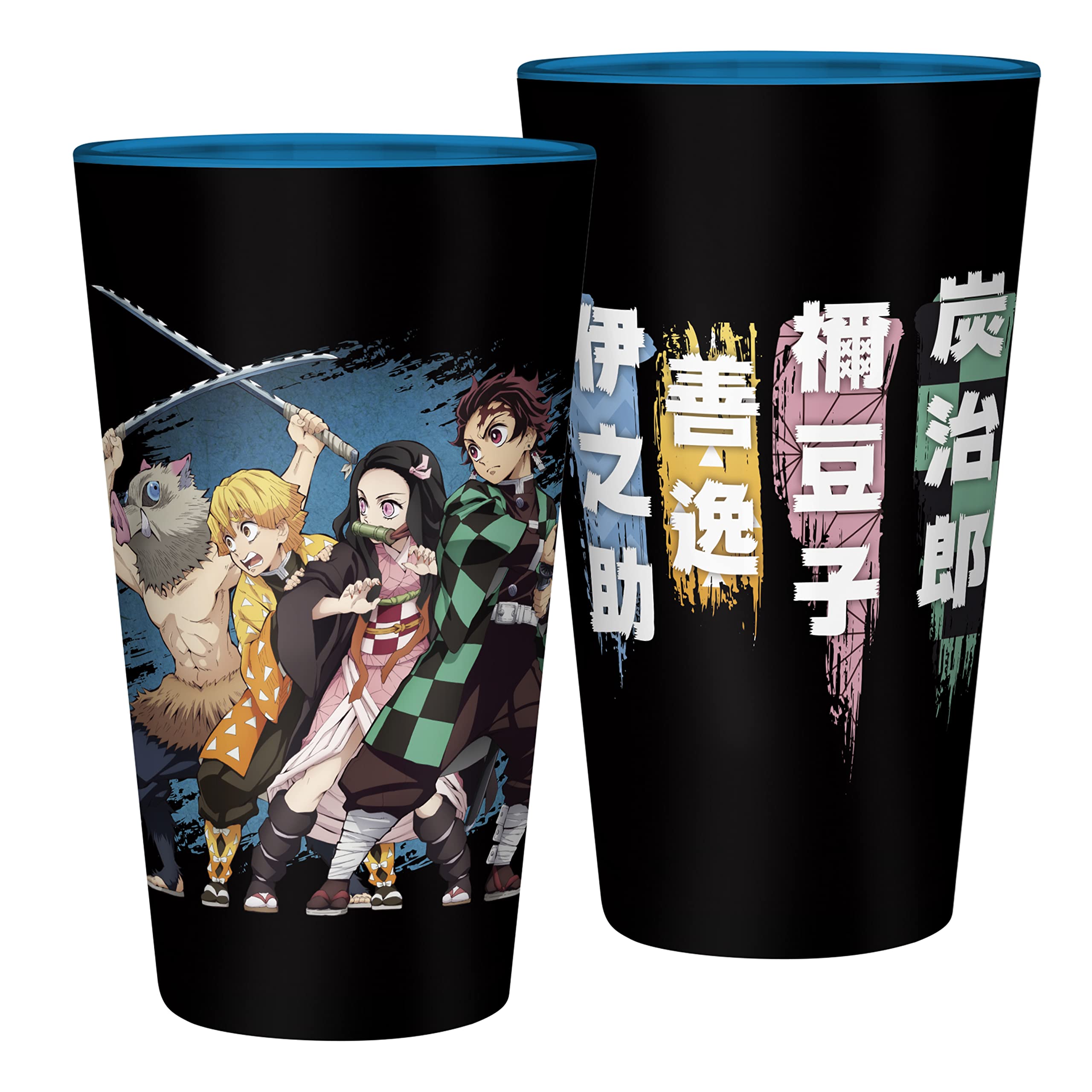 ABYSTYLE Demon Slayer pint glass featuring Tanjiro, ideal for collectible display and cold beverages.
