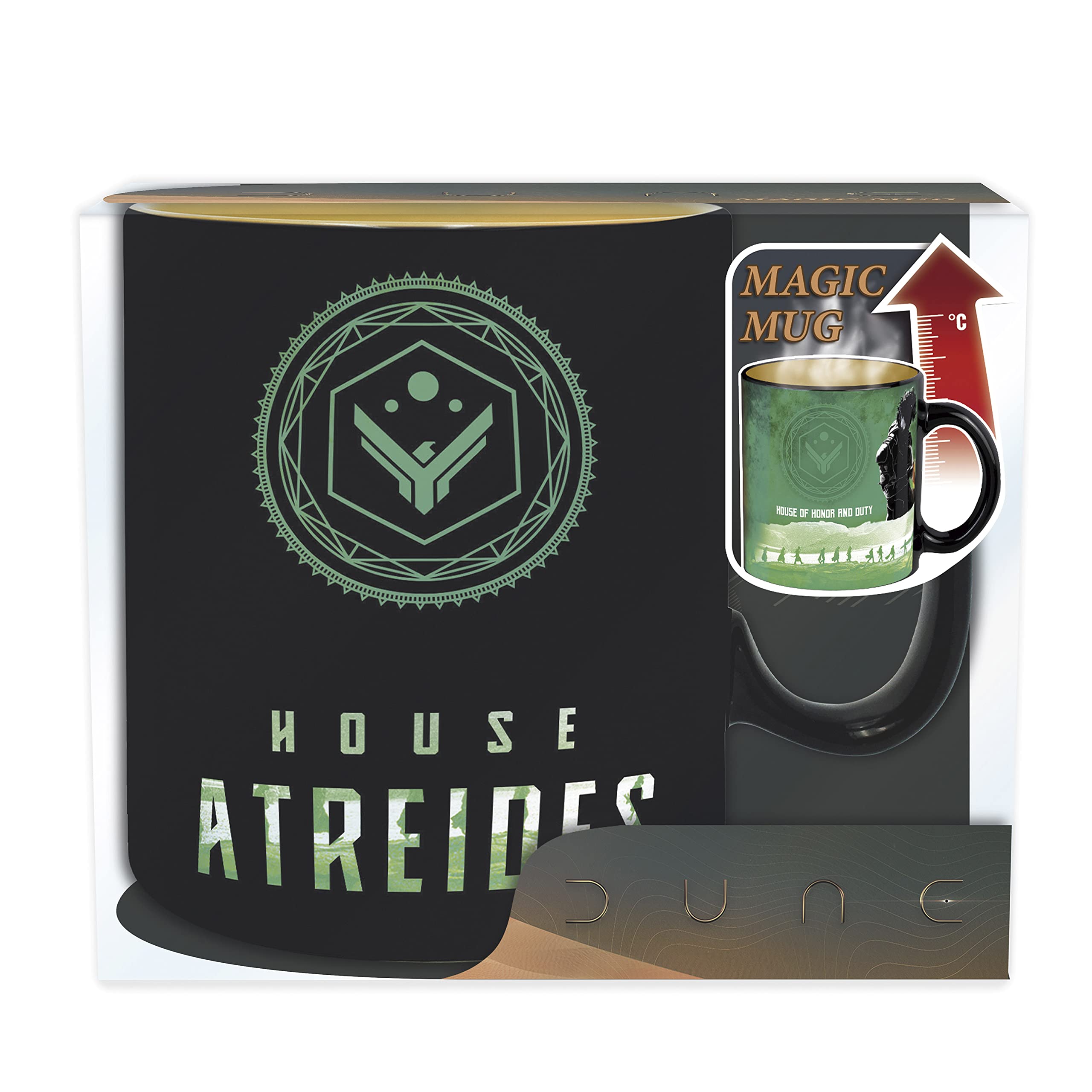 ABYSTYLE Dune color-reveal ceramic mug reveals Atreides vs Harkonnen during tea or coffee