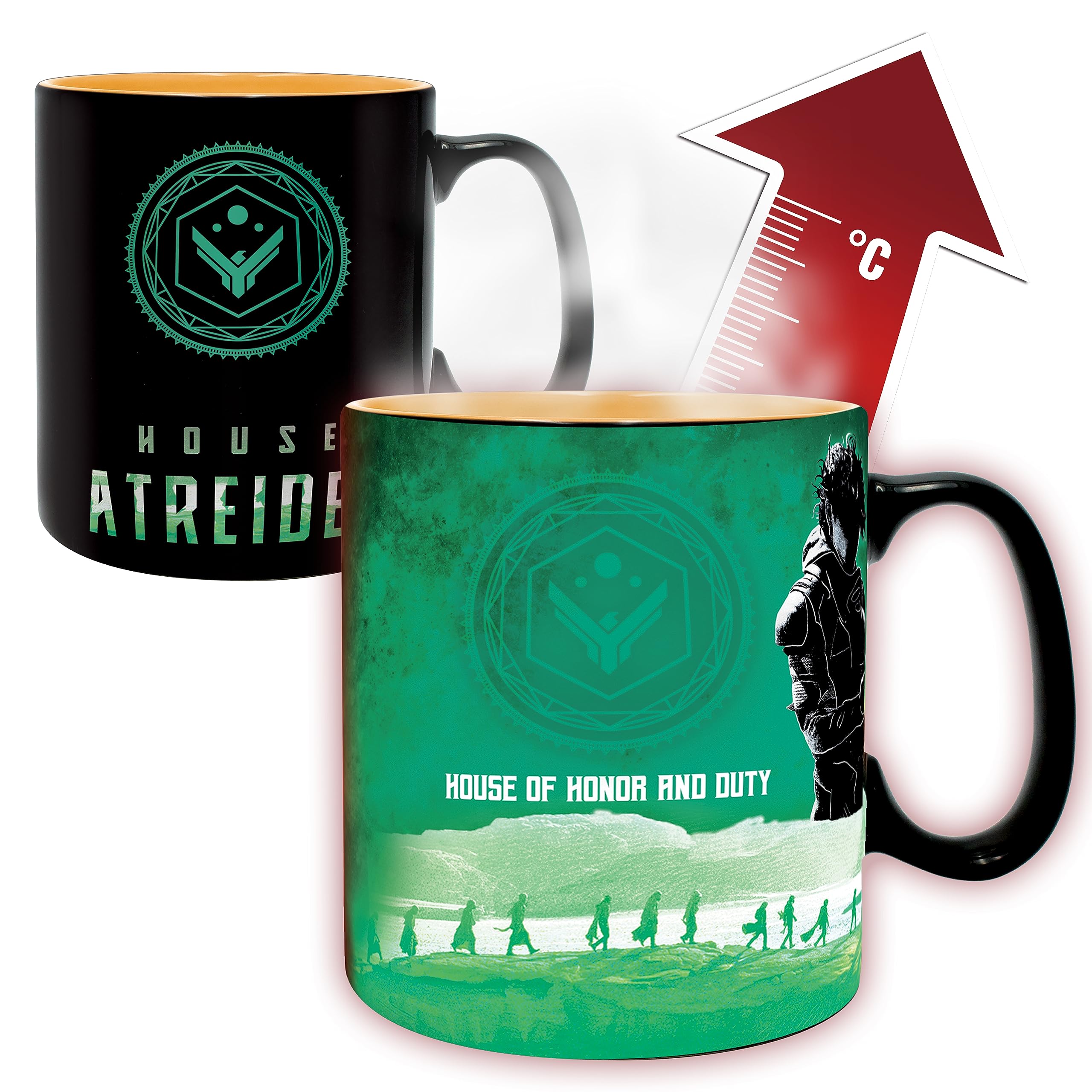 ABYSTYLE Dune heat-change mug front view shows color shift when hot, ideal for coffee rituals