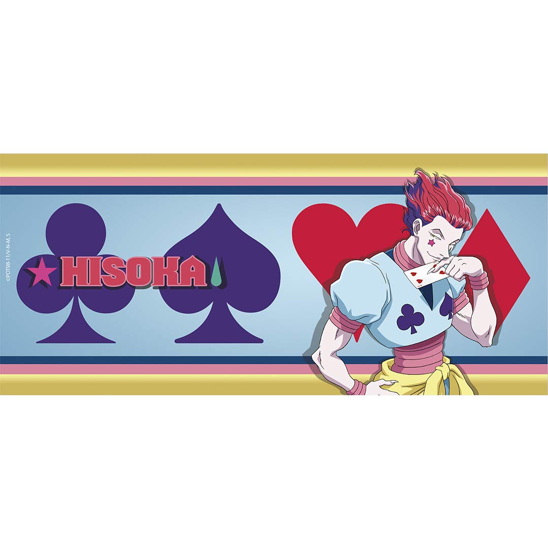 ABYSTYLE Hisoka mug – artwork detail highlights character style during tea breaks.