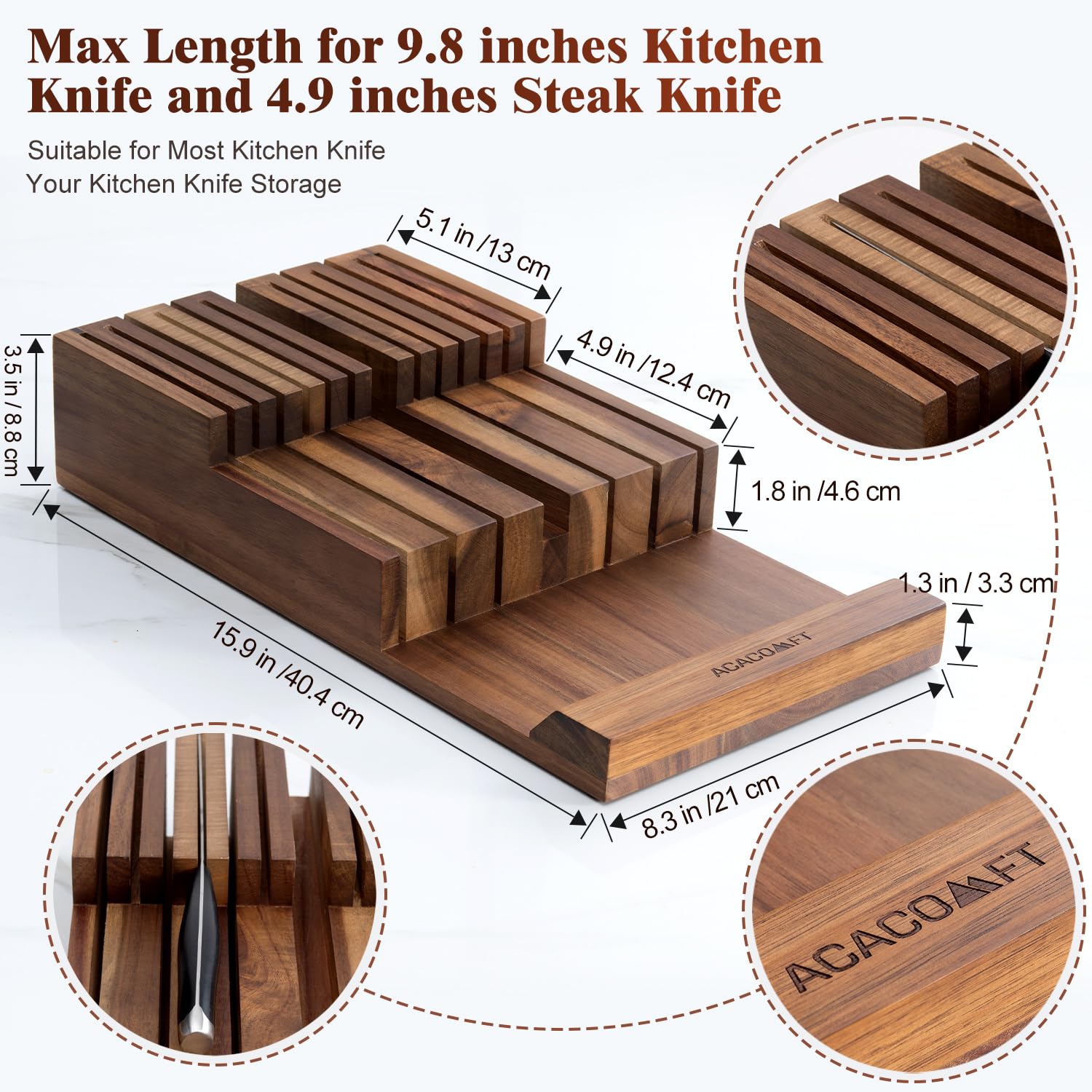 Acacomft acacia wood construction adds natural beauty and durability.