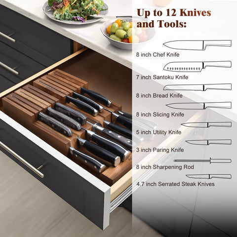 Acacomft non-slip base keeps block stable on counter.