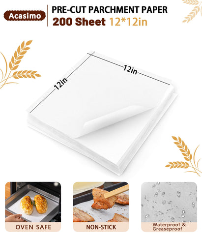 Acasimo parchment paper with nonstick coating for effortless food release