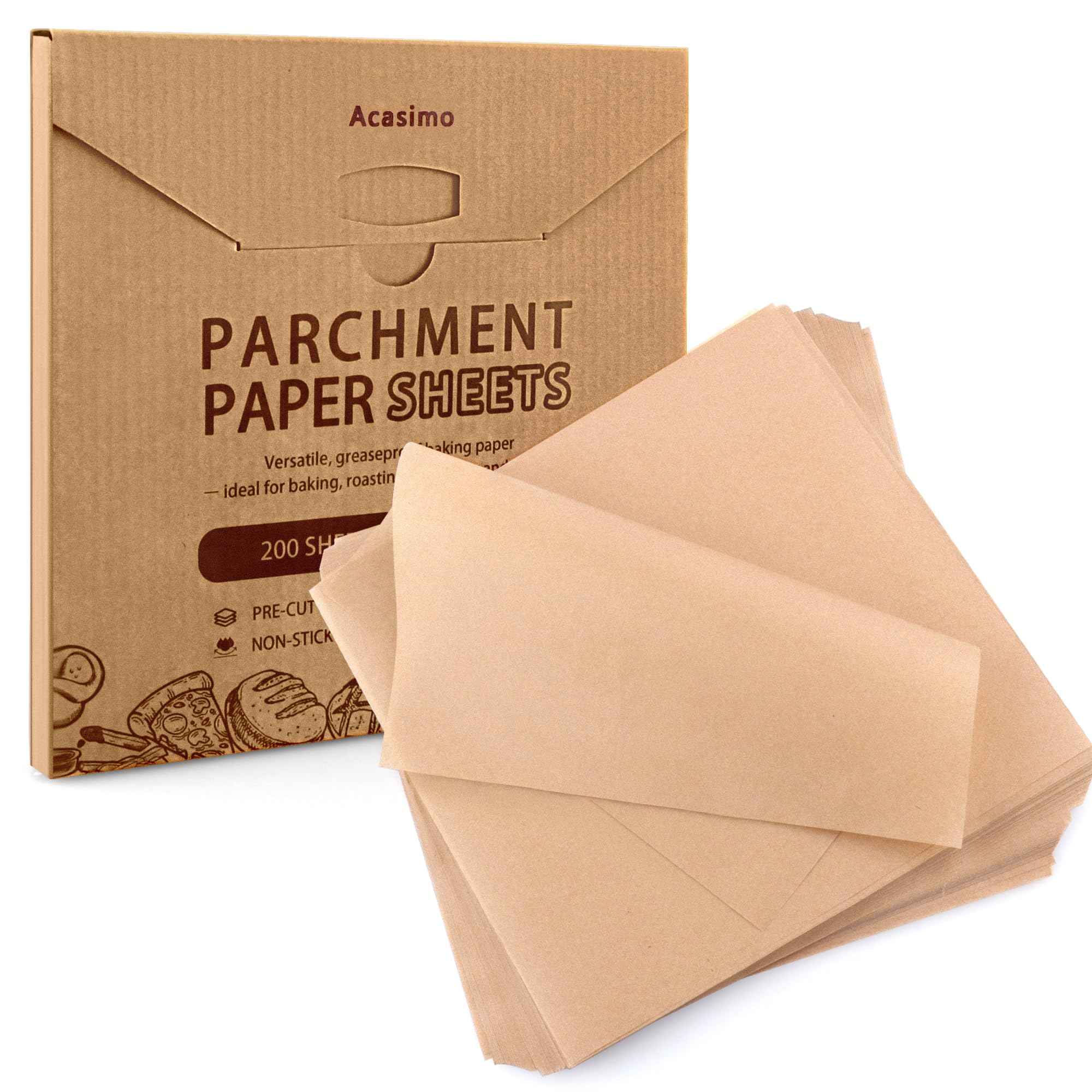 Acasimo parchment sheets 10x10 brown provide reliable non-stick lining for baking