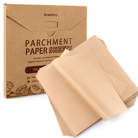 Acasimo parchment sheets 9x9 square for non-stick baking and easy prep