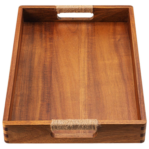 ACBORN acacia wood serving tray with handles for easy serving on any table