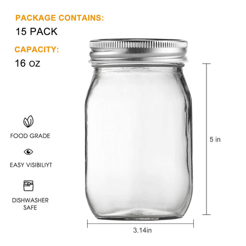 Clear glass body for easy content visibility and freshness checks