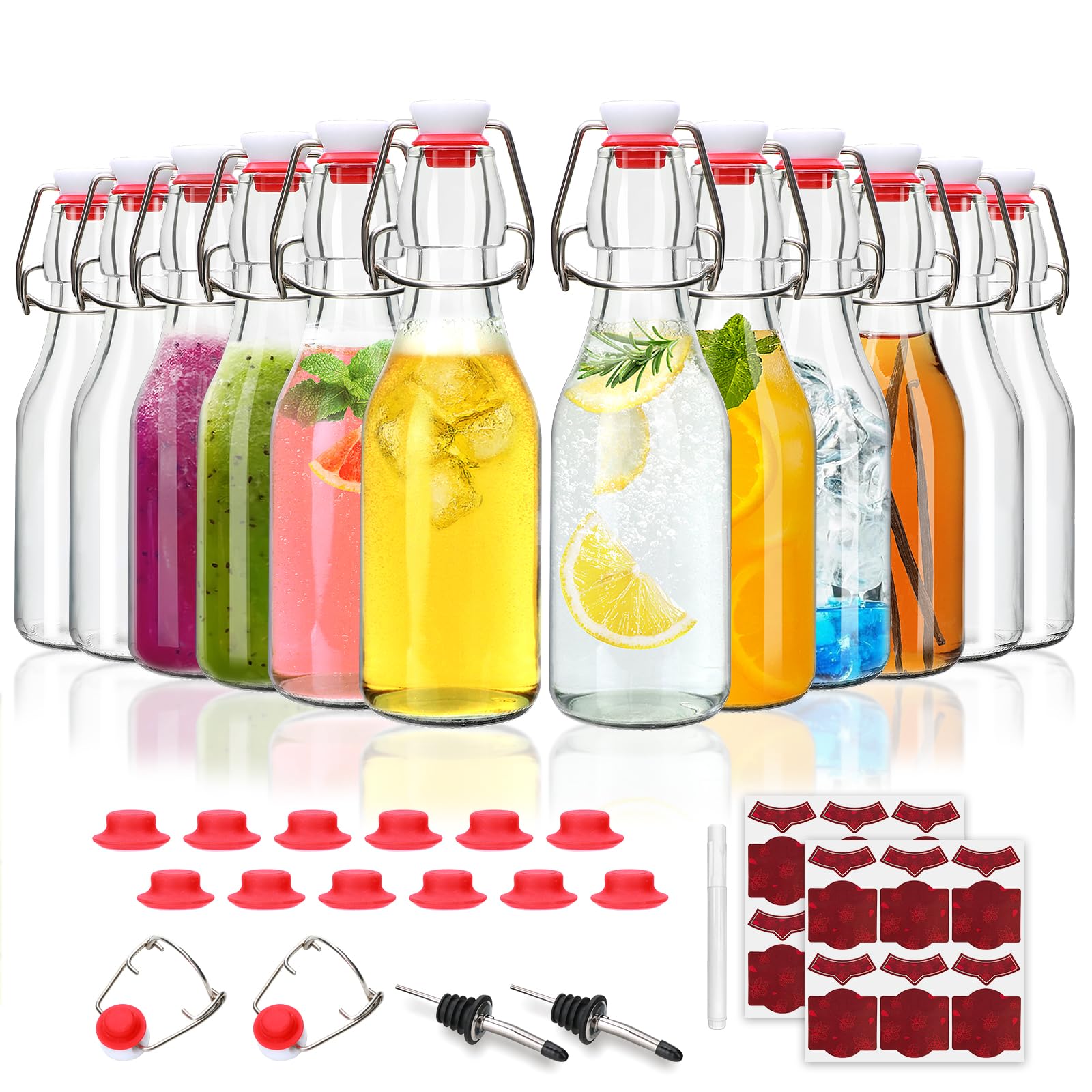 Accguan 8oz flip-top bottle closeup showing airtight swing-top seal for fresh beverages