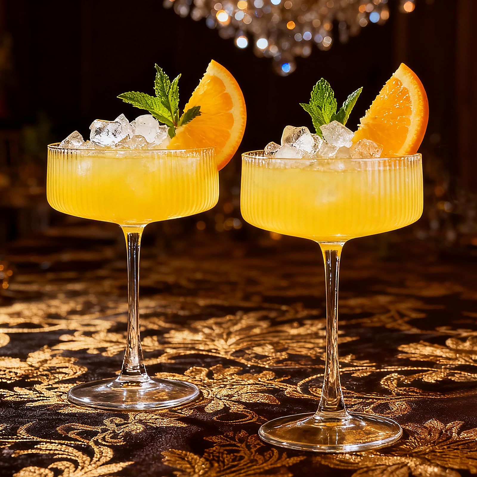 Accguan clear crystal glassware shows drink color with lasting clarity.