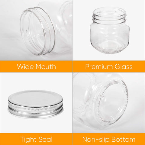 Accguan 24-pack clear glass jars highlighting contents visibility for organized shelves