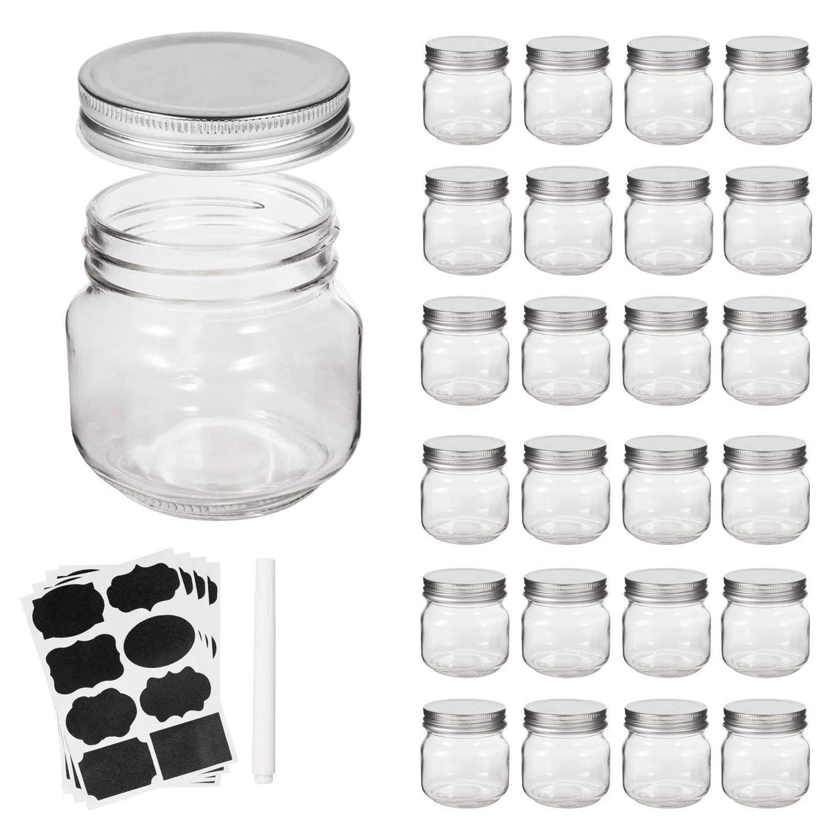 Accguan 8oz mason jars with silver lids, 24-pack, ideal for pantry storage