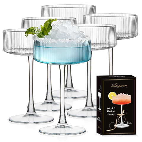Accguan ribbed coupe glasses 6-piece set, ideal for upscale entertaining.
