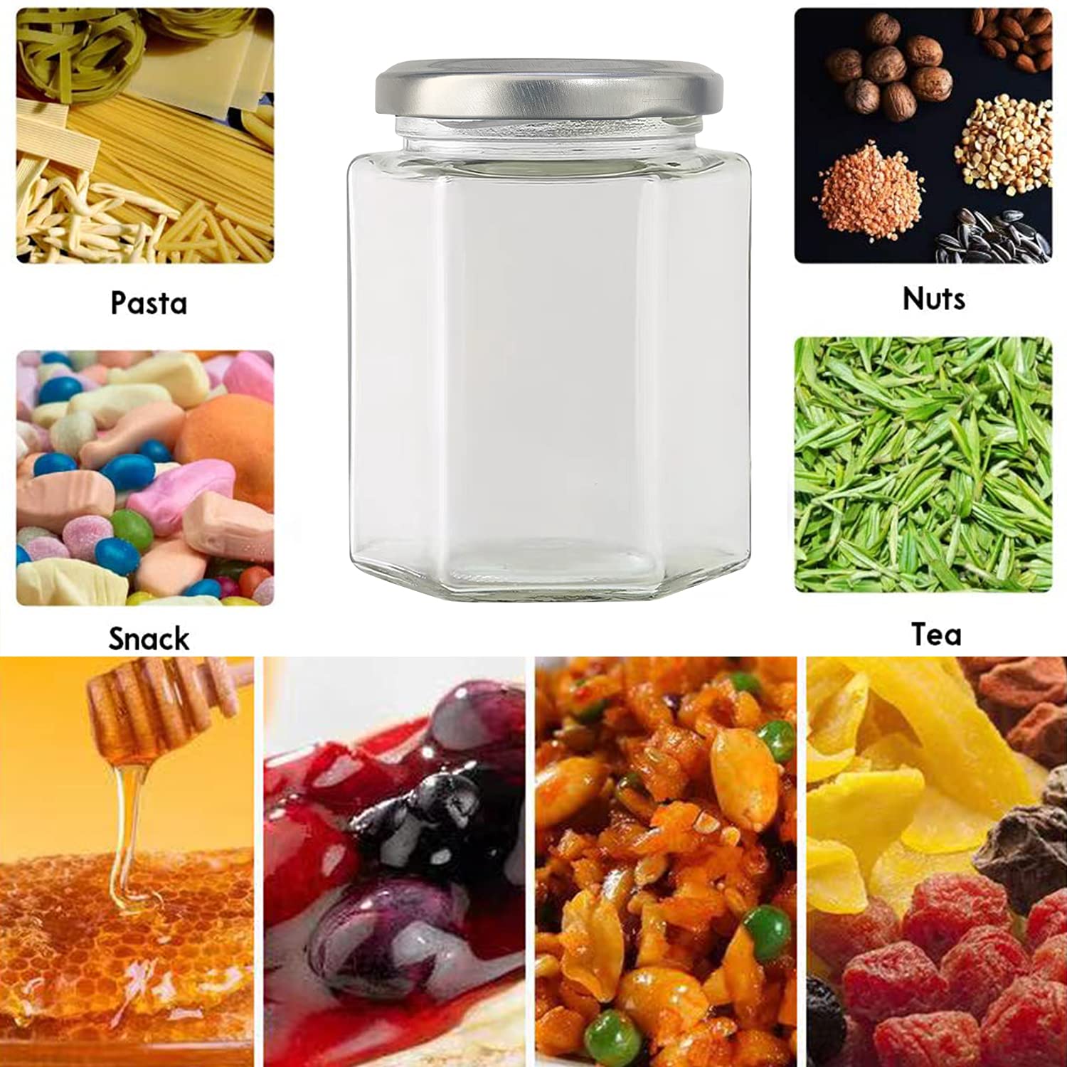 Accguan versatile 10oz jars for bath salts, scrubs, or essential oils.