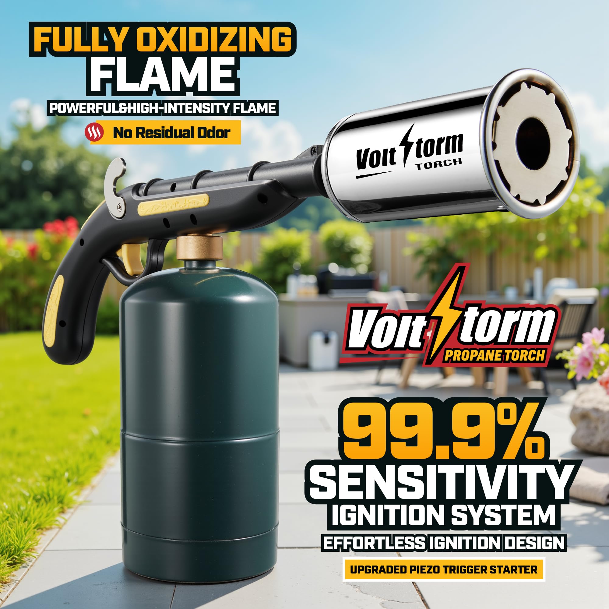 ACCUCRAFT Voltstorm cooking torch flame adjustment allows customizable heat for different tasks