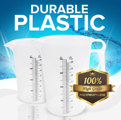 ACCUPOUR measuring pitcher shows clear raised graduations in oz and mL for easy readings.