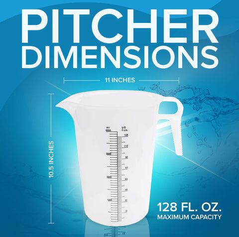 ACCUPOUR measuring pitcher features stable handle to pour confidently with gloves.