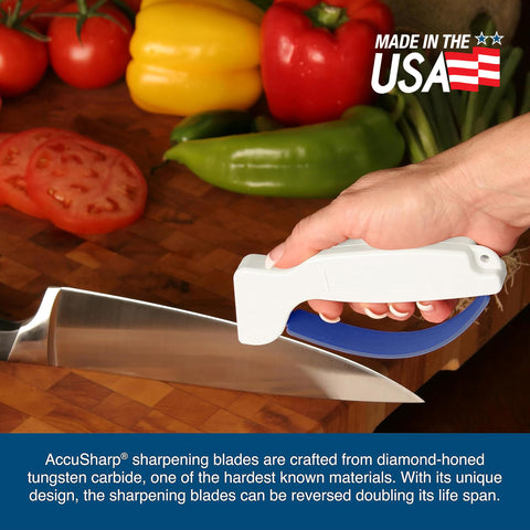 ACCUSHARP ambidextrous design for both right- and left-handed users.