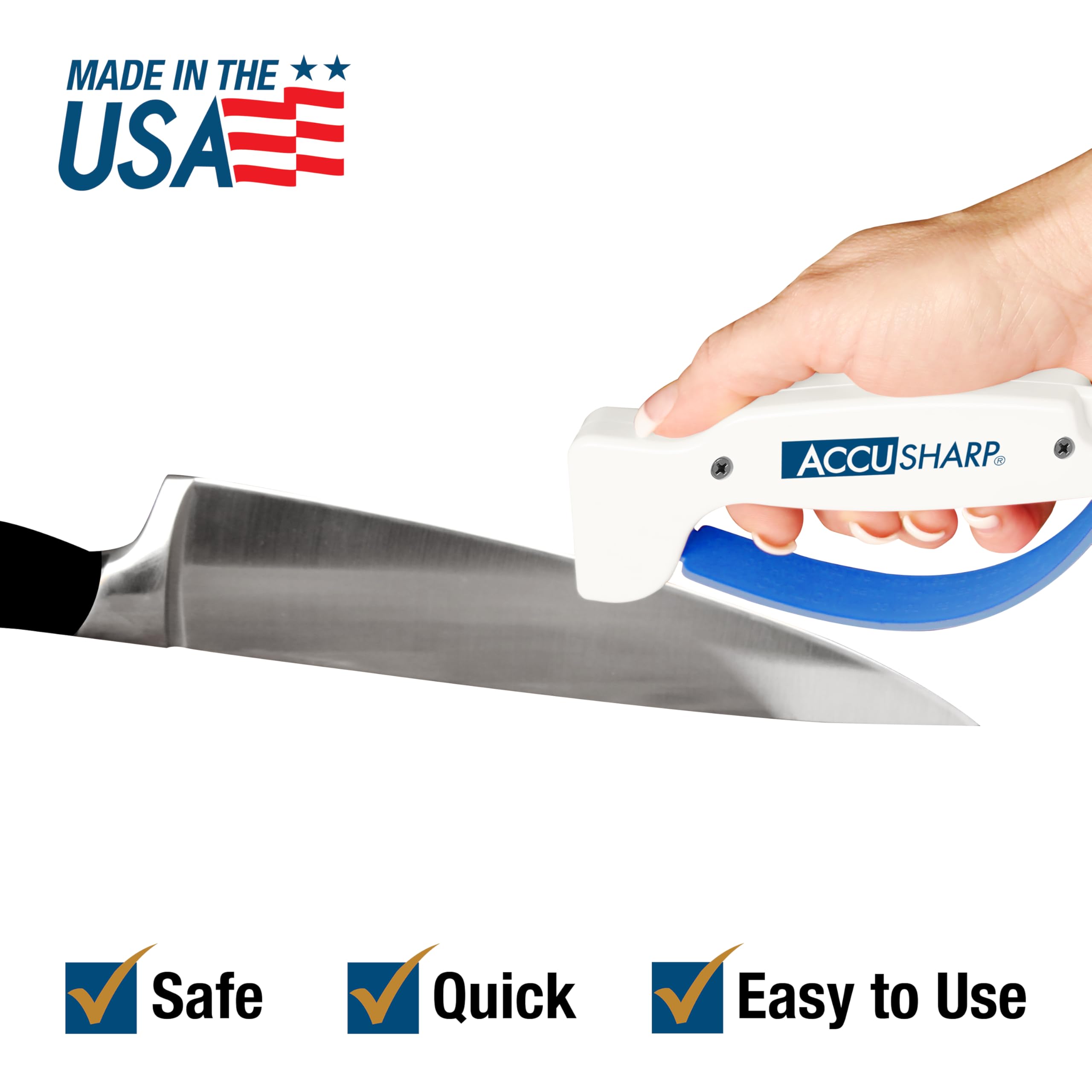 ACCUSHARP compact design fits neatly on any counter.