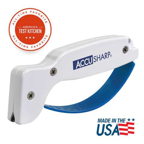 ACCUSHARP diamond-honed tungsten carbide blades in action for a durable edge.