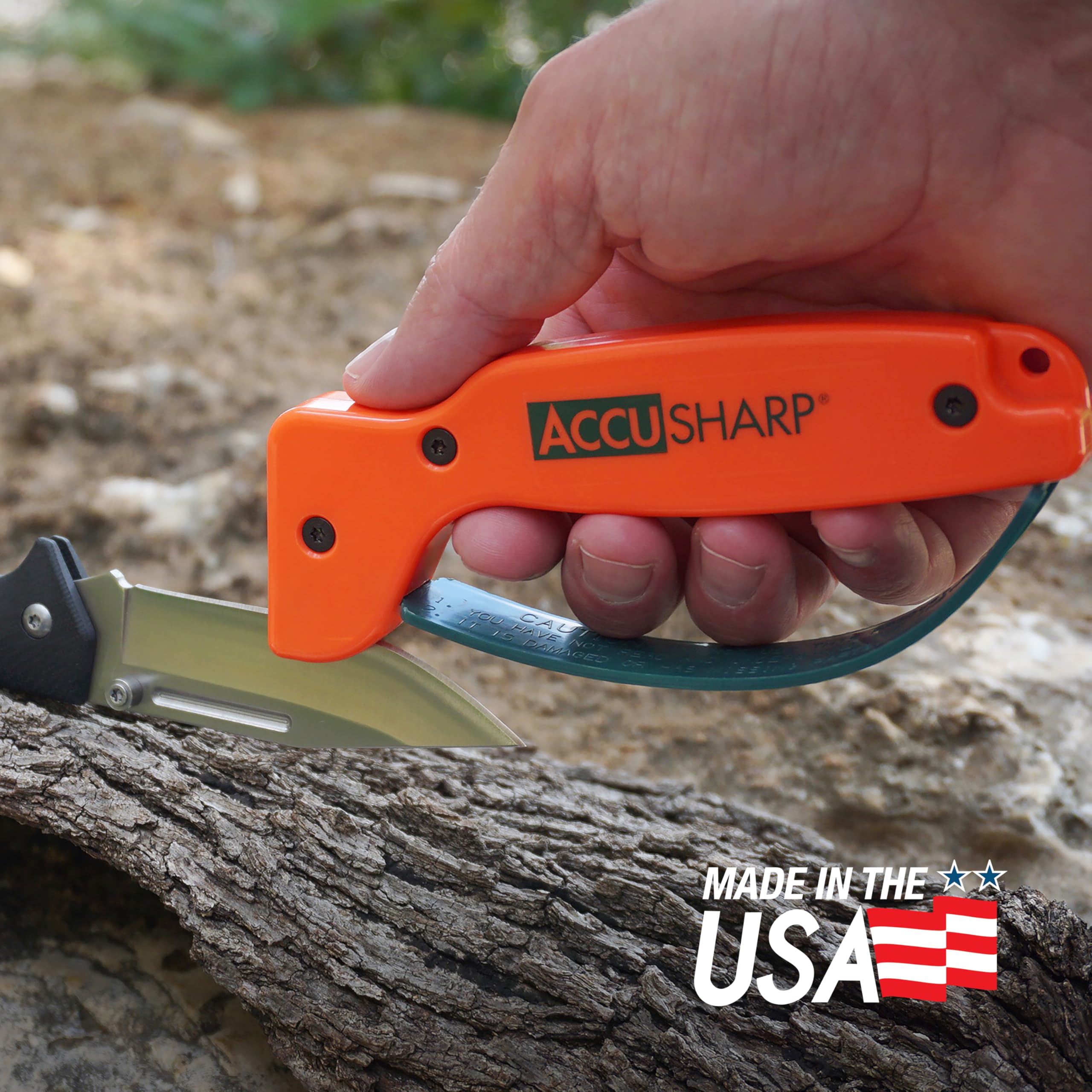 AccuSharp diamond-honed-tungsten-carbide sharpener delivers durable edges.
