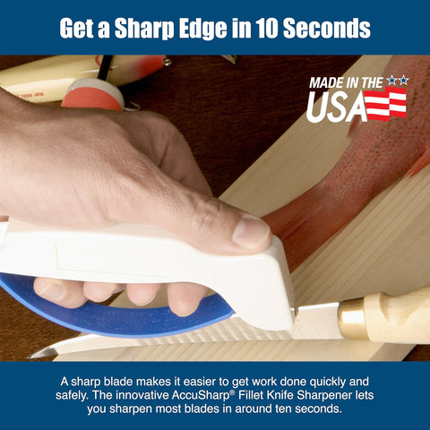ACCUSHARP sharpener ergonomic handle and full guard for safe sharpening.