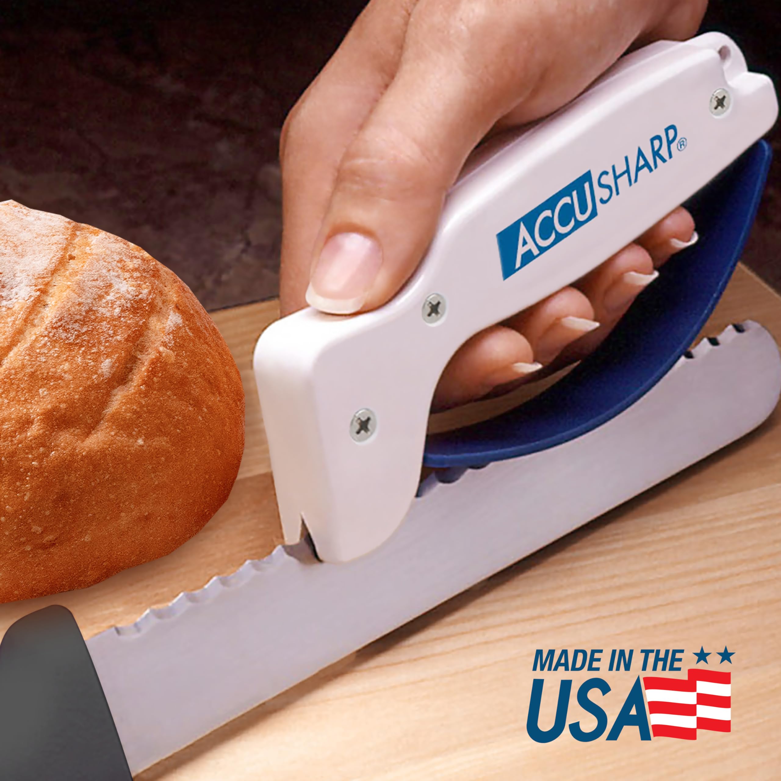 ACCUSHARP finish sharp edge in seconds with a simple motion.