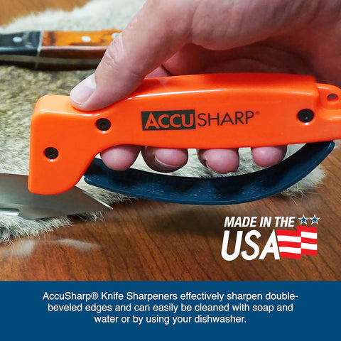 AccuSharp safe-full-length-guard protects fingers during sharpening.