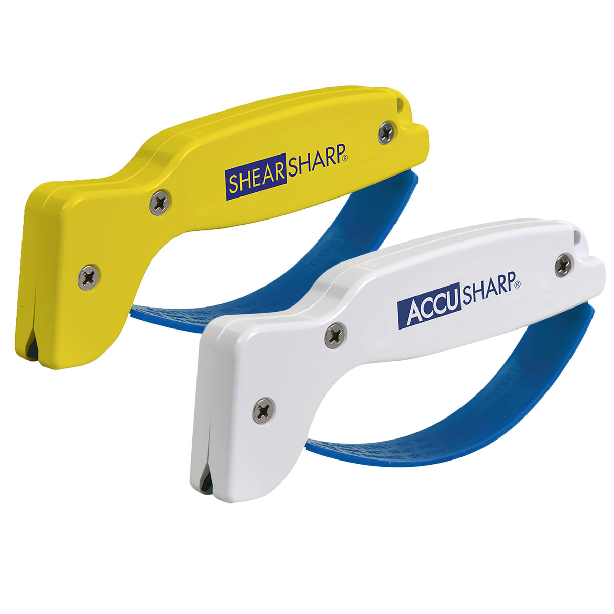 ACCUSHARP knife sharpener with diamond-honed carbide edge for fast sharpening.