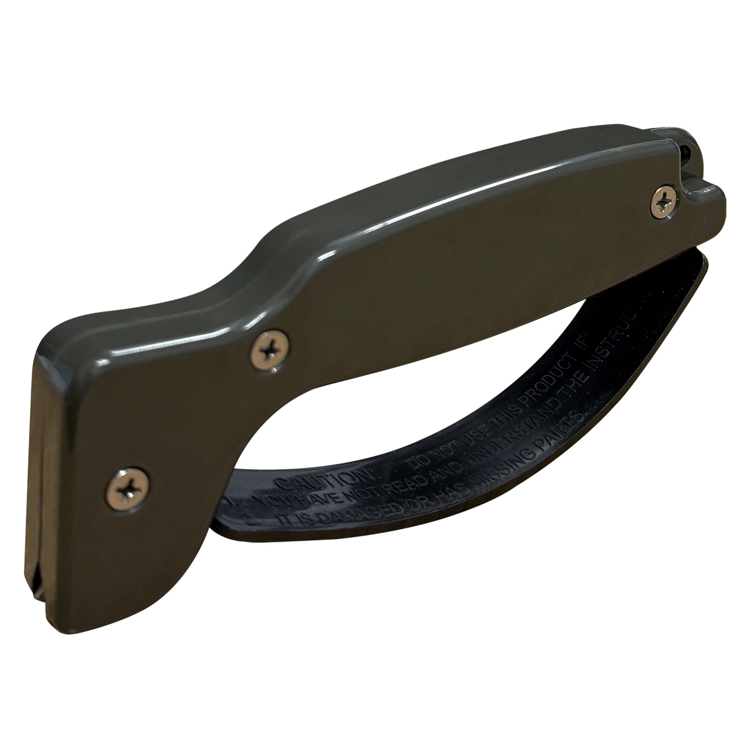 ACCUSHARP knife sharpener with ergonomic handle for safer, comfortable sharpening of straight and serrated blades.