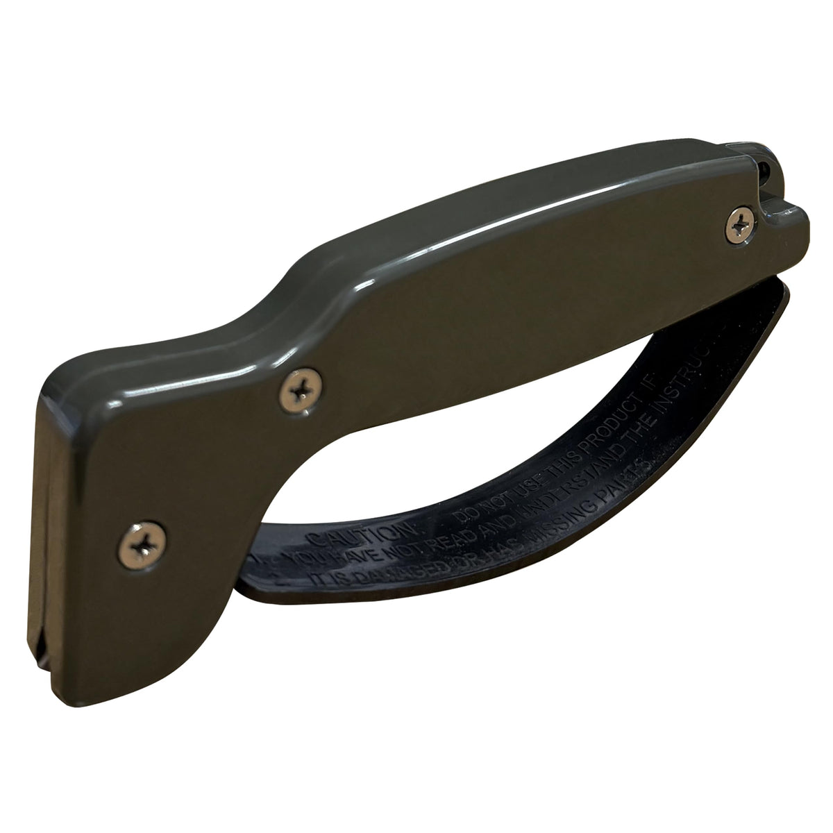 ACCUSHARP knife sharpener with ergonomic handle for safer, comfortable sharpening of straight and serrated blades.