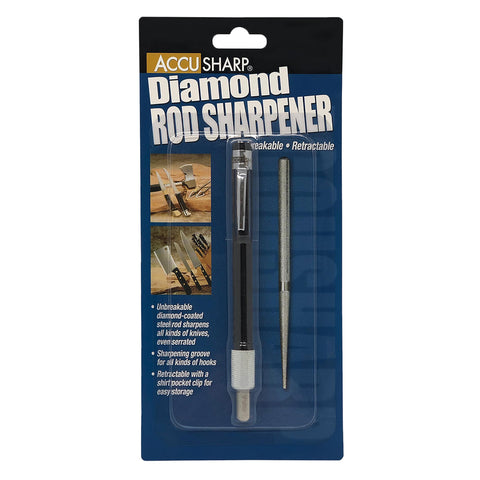 AccuSharp retractable rod sharpener for serrations and tight spaces.