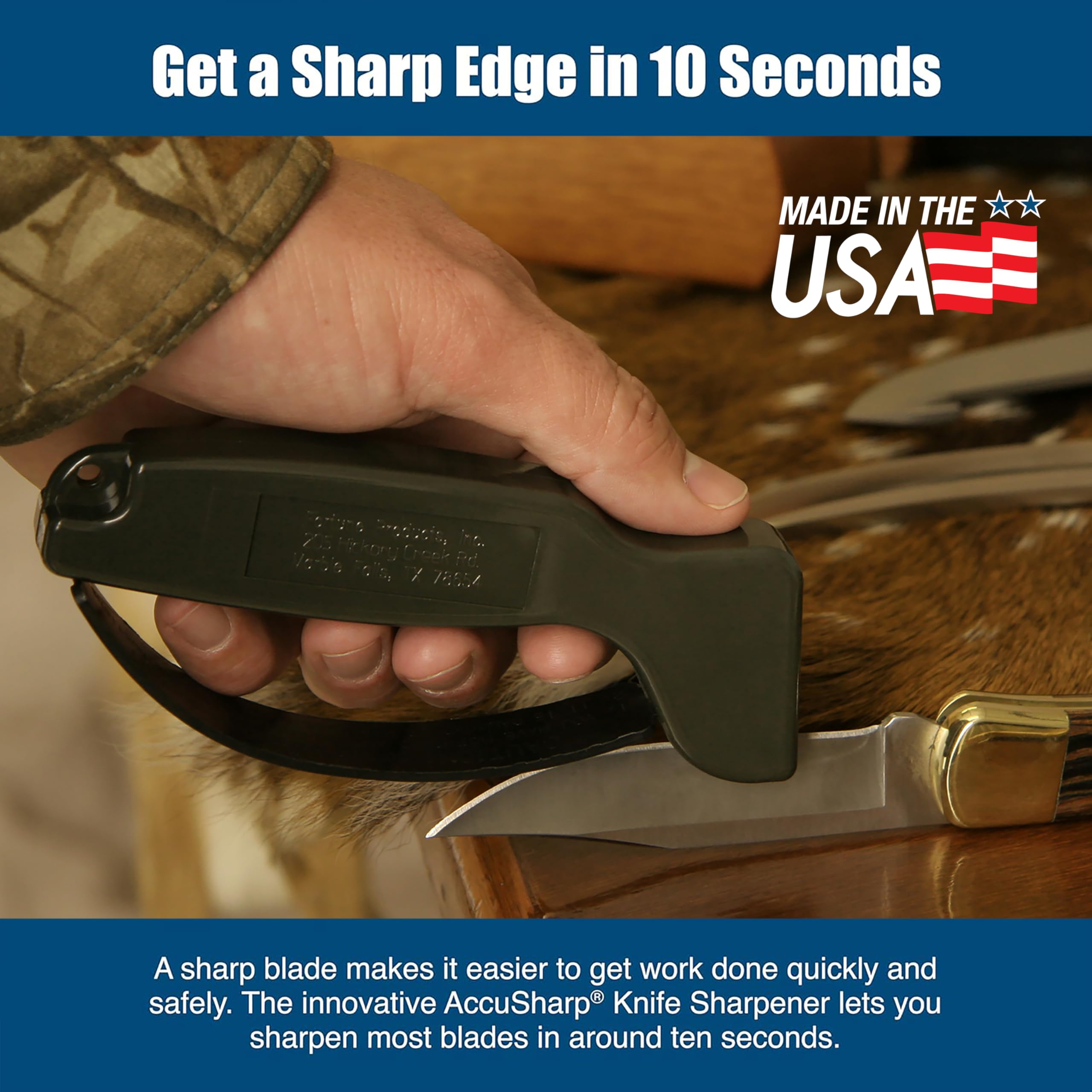 ACCUSHARP reversible sharpening blades extend life with double-beveled capability.