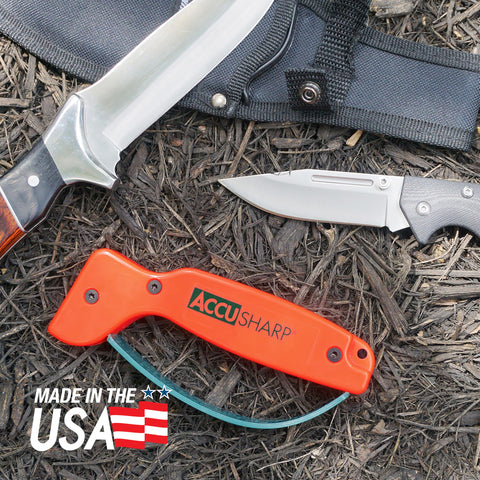 AccuSharp reversible-sharpening-blades extend blade life with mirrored sharpening faces.