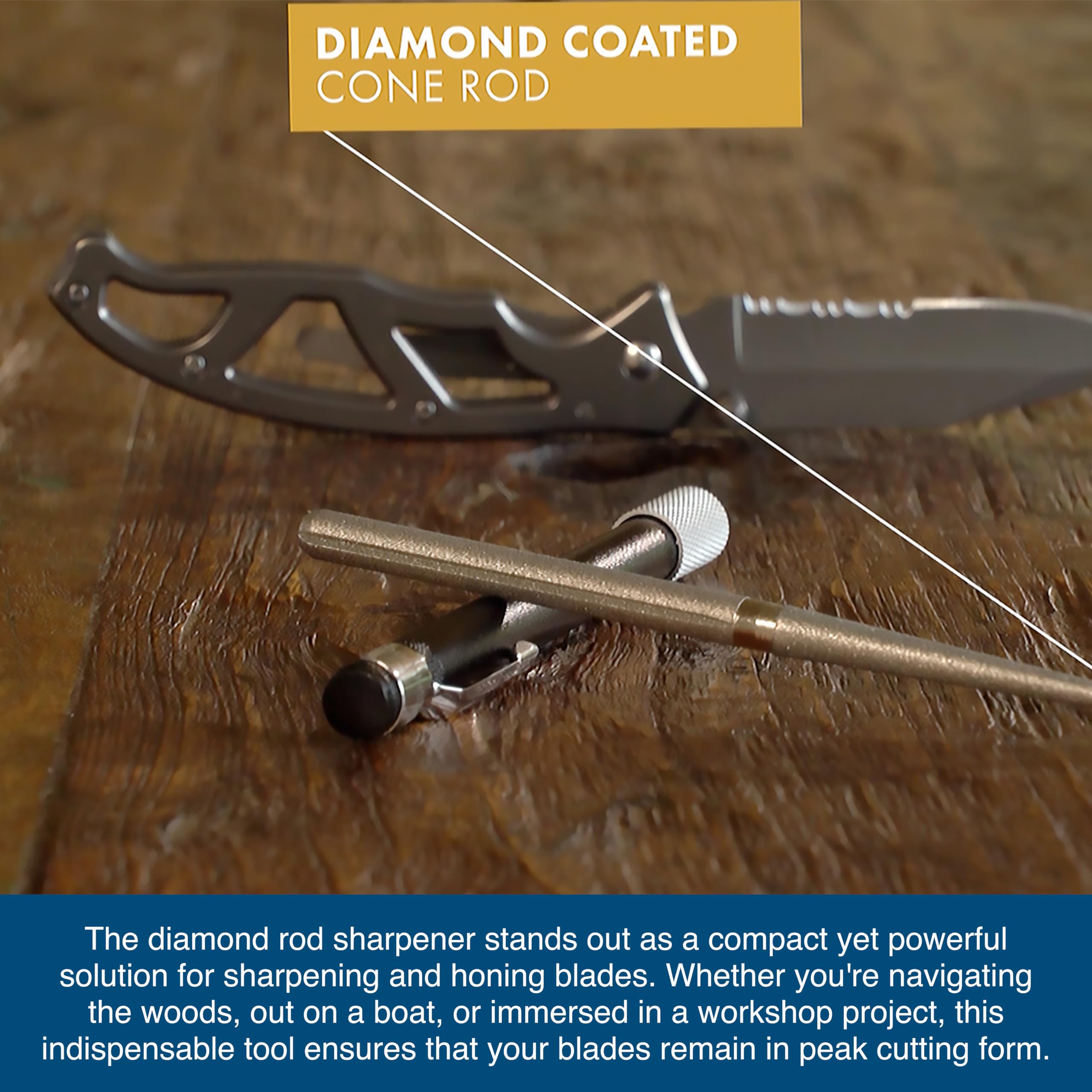 AccuSharp rubber-grip handles provide stable, comfortable sharpening.