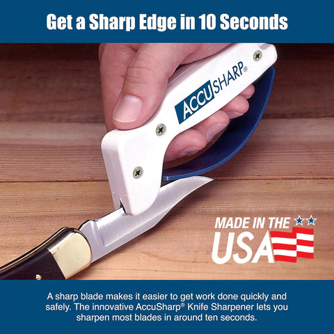 ACCUSHARP full-length guard protects fingers during sharpening.