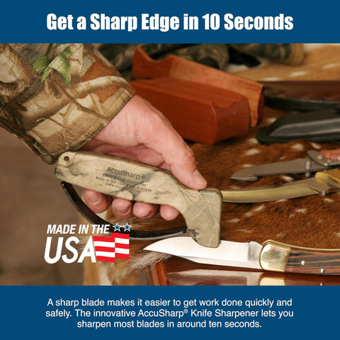 ACCUSHARP safety guard and ergonomic grip ensure secure sharpening.