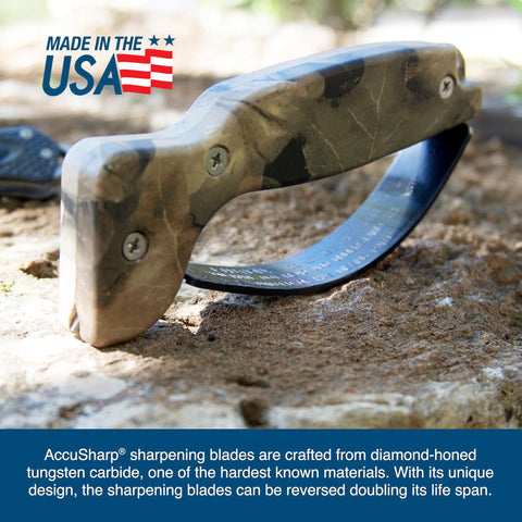 ACCUSHARP serrated-knife sharpening for maintaining serrations and clean edge.