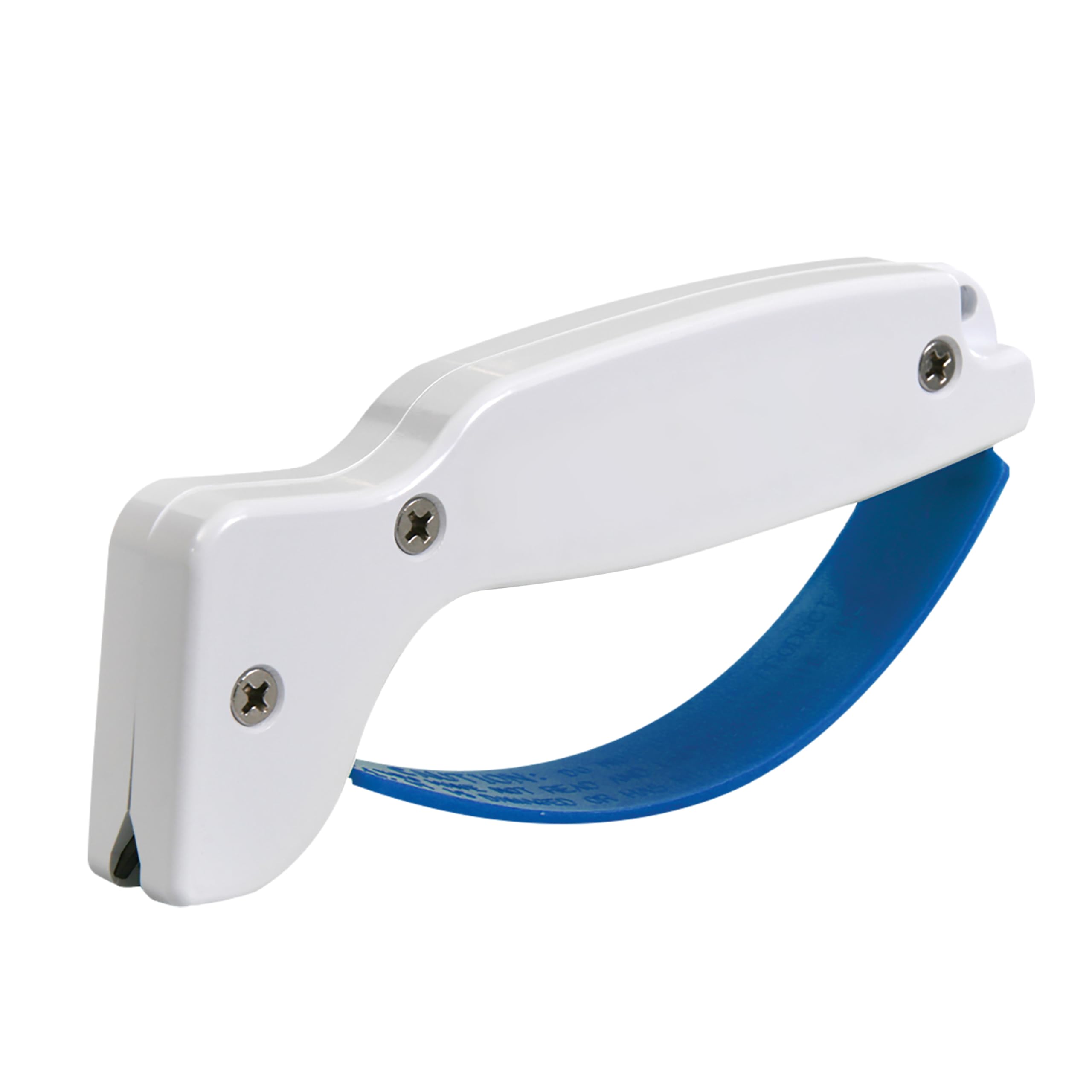 ACCUSHARP sharpener close-up shows diamond-honed blades for precise edge restoration.