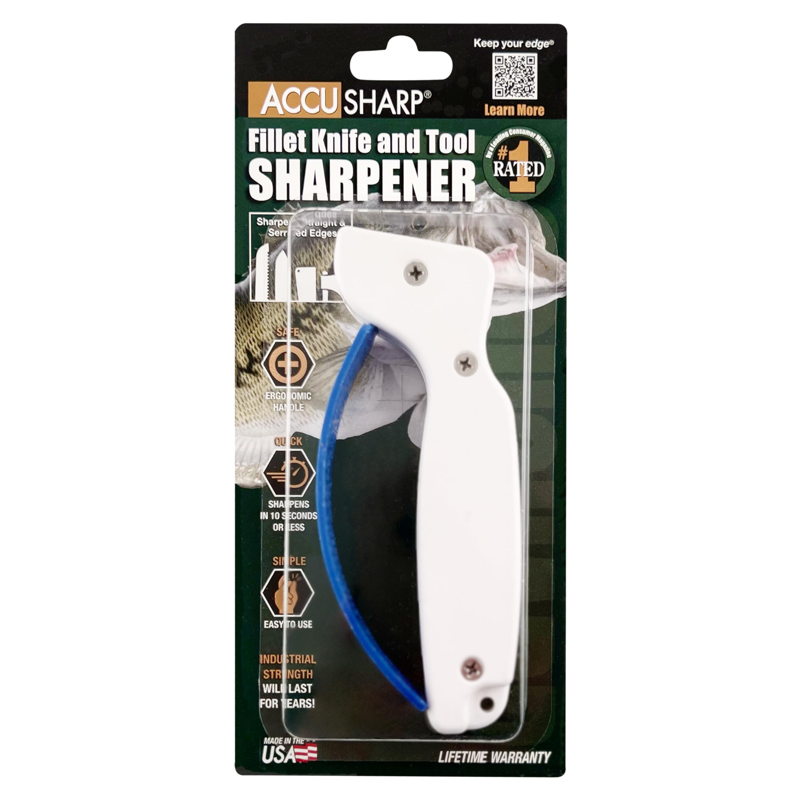 ACCUSHARP sharpener serrated blade edge highlights versatility for tough serrations.